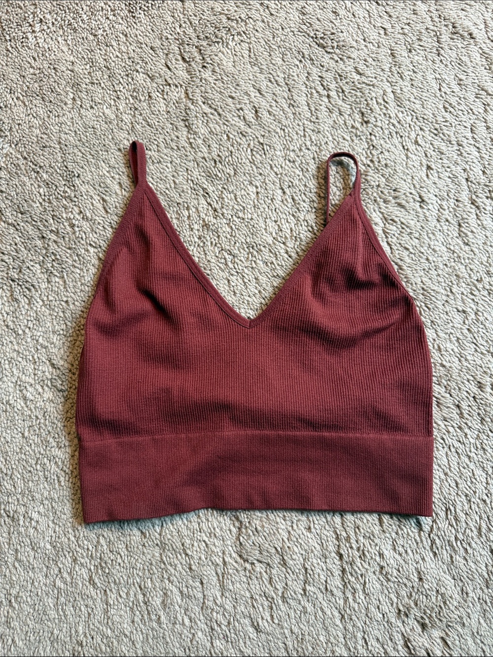 Bozzolo Ribbed V-Neck Cropped Tank in Dusty Rose